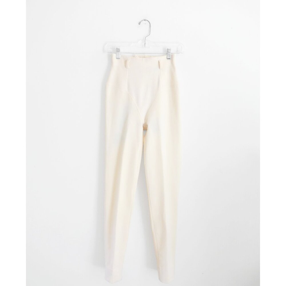 Vtg 80s 90s Gianfranco Ferre Cream Wool Skinny Pants est 00 2XS XXS